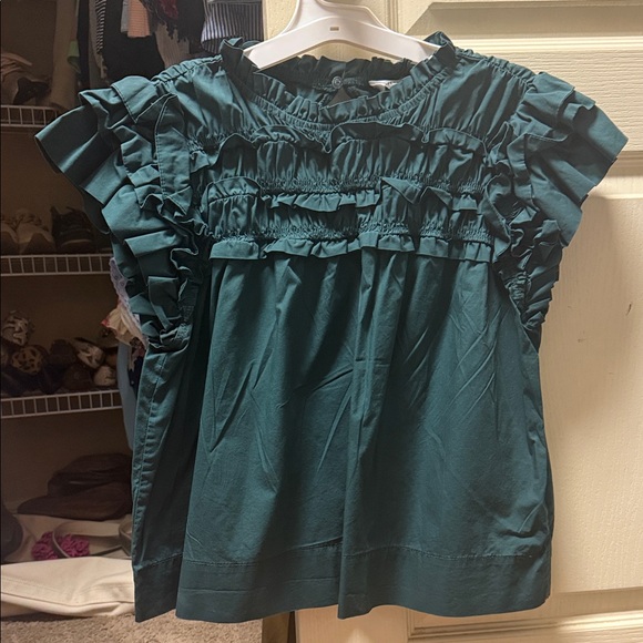 AUREUM Teal Ruffle Blouse - Picture 1 of 3